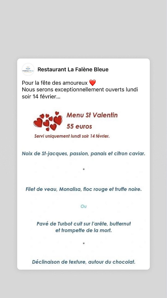 menu st valentin